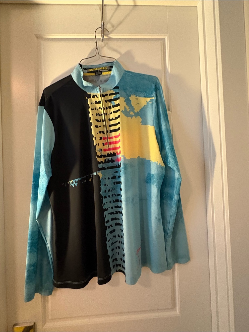 Golf,golf,golf! Quarter zip top! 
SunSense Blue & Black Graphic Long Sleeve Top
